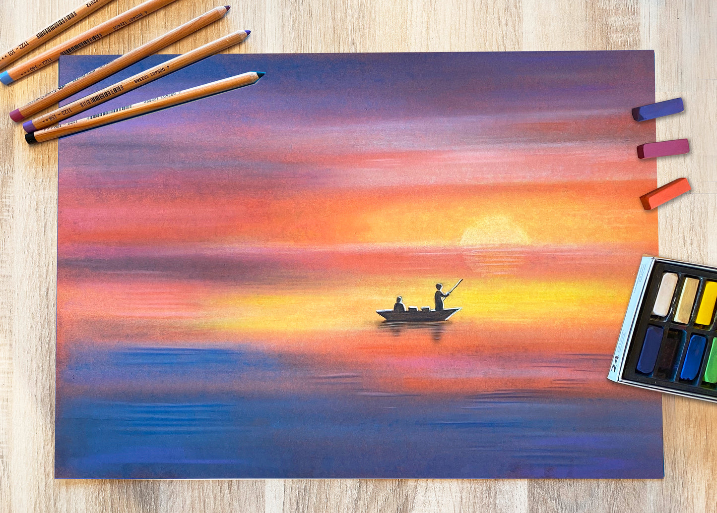 Pastell-Kurs SONNENUNTERGANG MIT BOOT